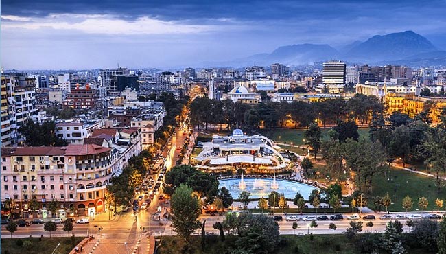 An aerial view of Tirana